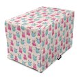 thumbnail image 1 of Kawaii Dog Crate Cover, Pattern with Doodles Cartoon Funny Characters Little Hearts, Easy to Use Pet Kennel Cover for Medium Large Dogs, 35" x 23" x 27", Pale Blue Pink Beige, by Ambesonne, 1 of 6
