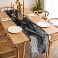 thumbnail image 3 of Table Runner 60 Inches Long for Kitchen Dining, Black Marble Dresser Scarf Farmhouse, Dining Table Decorations for Wedding/Parties, Vintage Abstract Grey Fluid Aesthetic 13 x 60 In, 3 of 8