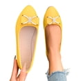 thumbnail image 4 of Miluxas Women's Metal Bow Ballet Flats - Round Toe Slip-On Shoes, Versatile Footwear for Work, Casual & Everyday Wear Yellow 7.5(40), 4 of 9