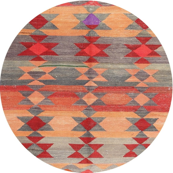 Ahgly Company Indoor Round Contemporary Light Copper Gold Southwestern Area Rugs, 3' Round