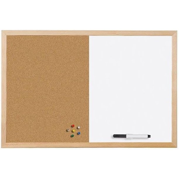 Bilot Cork & Dry Erase Combo Board, 24" x 36", Dry Erase White Board