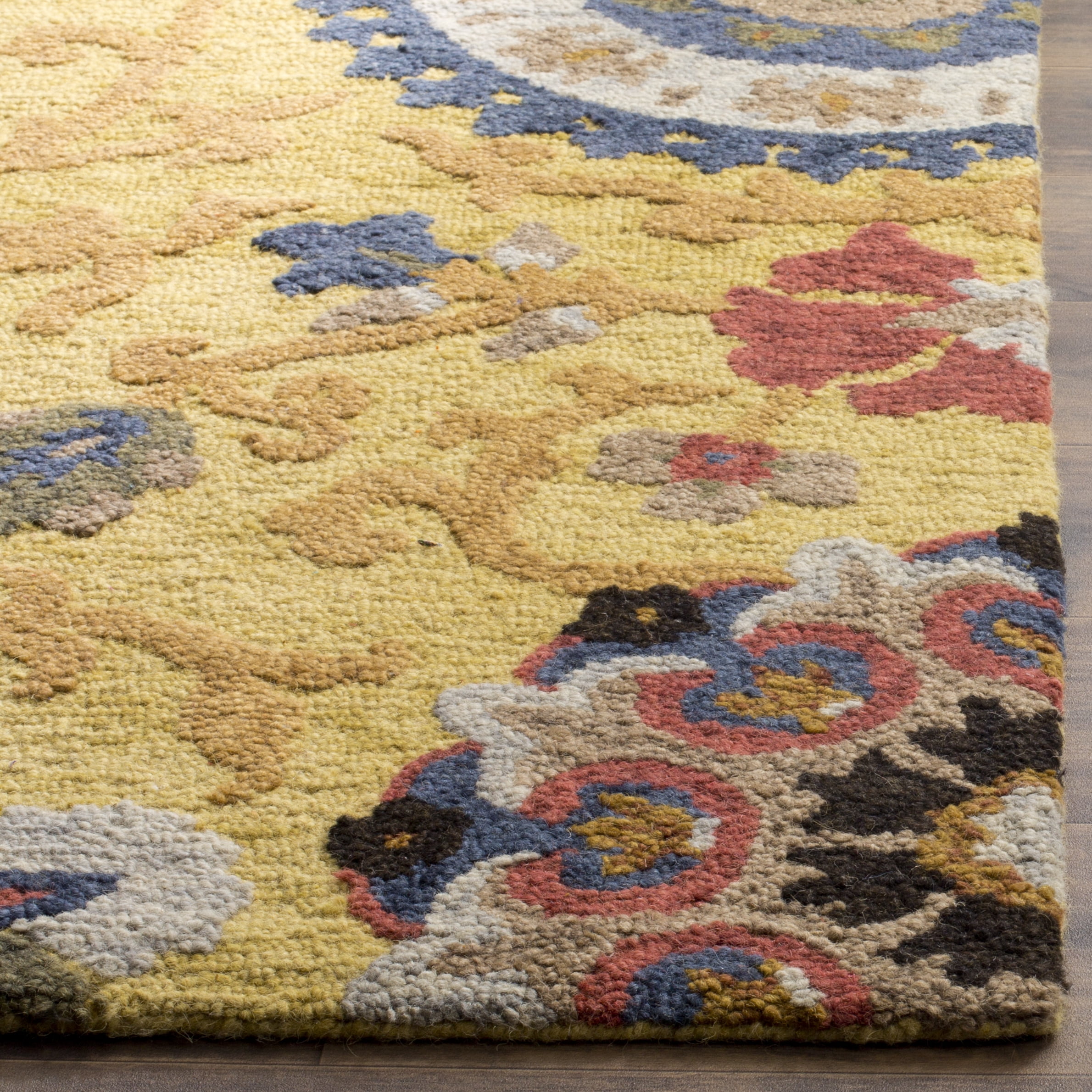 SAFAVIEH Blossom Danny Floral Wool Runner Rug, Gold/Multi, 2'3" x 12'