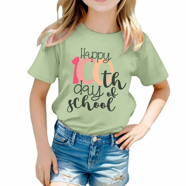Kids' Printed Round Neck Short Sleeve T-Shirt - Unisex Design, Polyester Material, 3-13 Years Sizes, Suitable for Boys/Girls