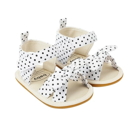 

dmqupv Little Girl Dress Sandals Toddler Kids Infant Girls Dots Prints Bowknot Dots Toddler Girls Size 8 Sandals White 6 Months