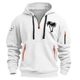 thumbnail image 2 of TMOYZQ Hoodies for Men Fall Winter Long Sleeve Quarter Zip Drawstring Hooded Sweatshirt Fashion Graphic Big and Tall Pullover Sweater with Mulit Pockets, 2 of 3