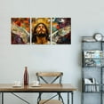 thumbnail image 4 of Jesus Canvas Wall Art for Living Room Bedroom Home Decor Christian Painting Posters Prints Jesus Pictures Framed Ready to Hang Teal Blue 3 Piece (16" W x 24" H x 3 Panels), 4 of 6