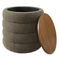 thumbnail image 3 of Mezzo Round Boucle Fabric Storage Ottoman in Pebble, 3 of 9