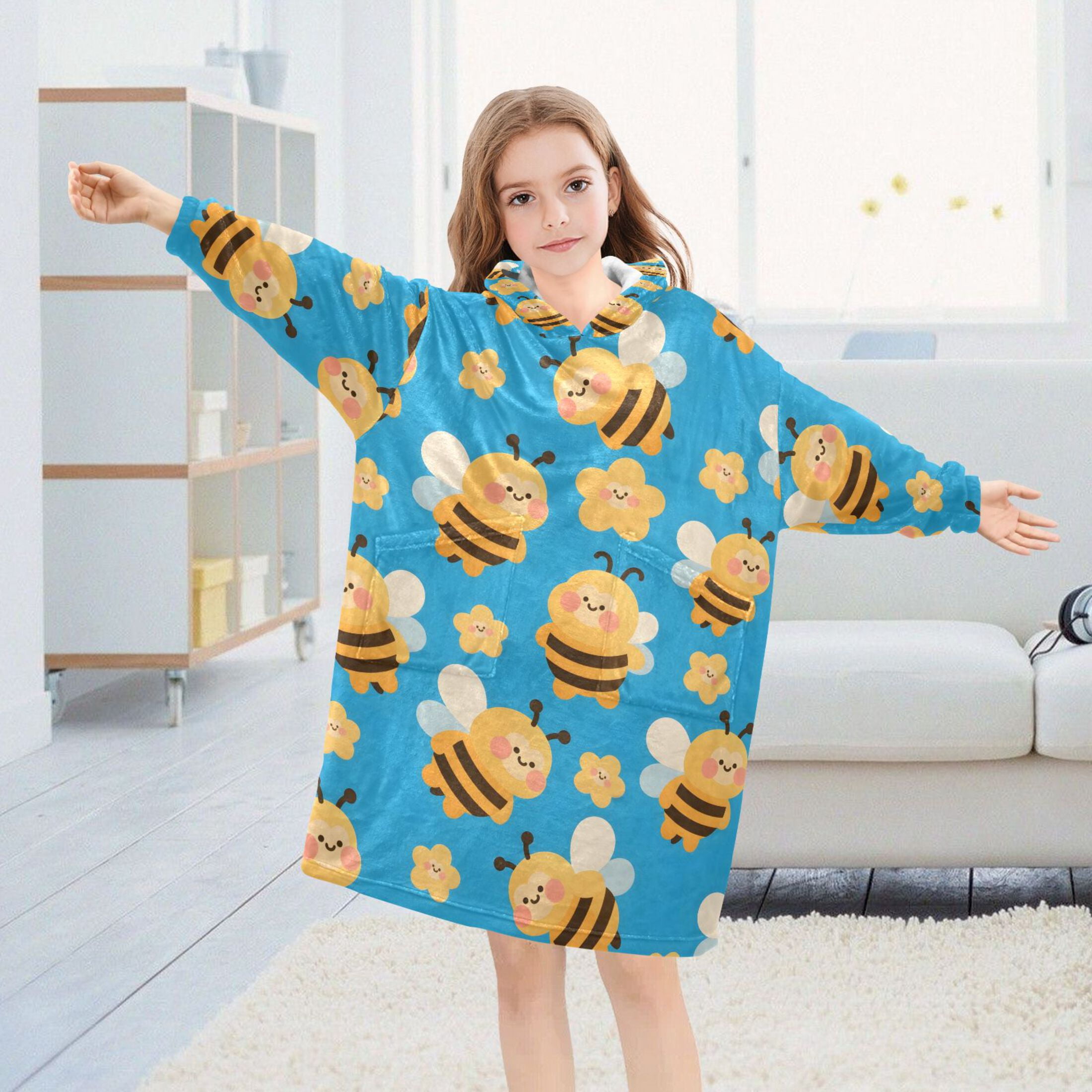 joogoo Wearable Blanket Hoodie for Bees Cute Oversized Sherpa Hooded 3-14 YR M