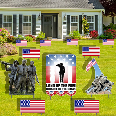 Patriotic Monuments Land of The Free Because of The Brave Yard Decorations