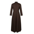 thumbnail image 3 of RongHuan Clergy Robes for Men Stand Collar Long Sleeve Shirt Soild Color Medieval Renaissance Costume, 3 of 4