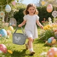 thumbnail image 5 of Easter Bunny Basket for Kids,Cute Blue Canvas Tote Bag with Rabbit Embroidery,Reusable Egg Hunt Bucket with Handle,Spring Gift Bag for Easter Party Favors,Candy Storage & Home Decor, 5 of 5