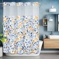 thumbnail image 6 of Watercolor Grey No Hooks Shower Curtain with Snap-in Liner Blue and Yellow Flower Leaves Spring Plant Shower Curtains for Bathroom, Waterproof, Easy Install, Washable 48"x72", 6 of 9