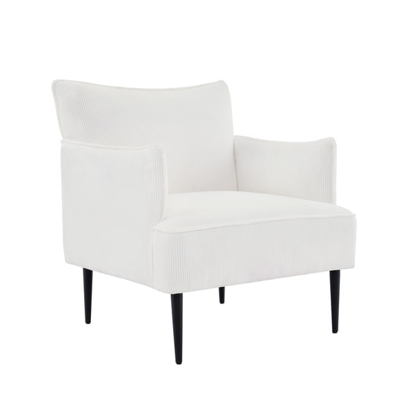 QinaQin Sillón accent estilo mid century en tela gris, con brazos y patas metálicas, ideal para sala, recámara, estudio u oficina