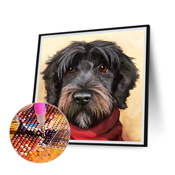 Cuadros Decorativos Buzón rojo Schnauzer 5D DIY Diamond Painting Kits Full Square Drill Art (F1185) Wdftyju embutido en tela