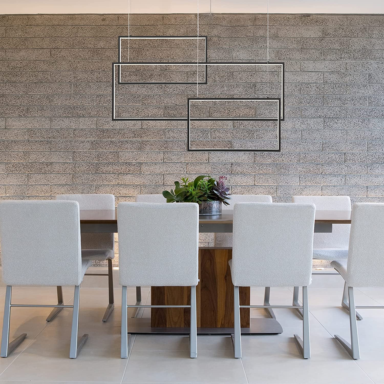 Black Geometric 3-Light LED Chandelier