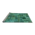 thumbnail image 2 of Ahgly Company Machine Washable Indoor Square Patchwork Light Blue Transitional Area Rugs, 7' Square, 2 of 4