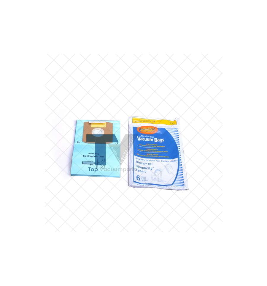 Riccar Simplicity Type J, RC1100 Vacuum Cleaner Microlined Paper Bags 6PK // 810