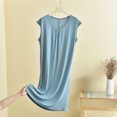thumbnail image 2 of Women Solid Pleated Crew Neck Sleeveless Midi Nightgown, Soft Loose Cool Summer Loungewear Sleep Dress Multiple Plain Colors Blue XXXXXL(XXXXXL), 2 of 8
