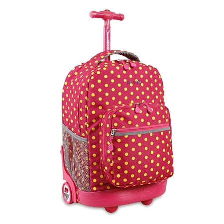J World Sunrise 18" Rolling Backpack - Pink Buttons