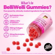 BelliWelli Daily Fiber Gummy Supplement with Probiotics, and Collagen - Cherry Limeade 64 Count