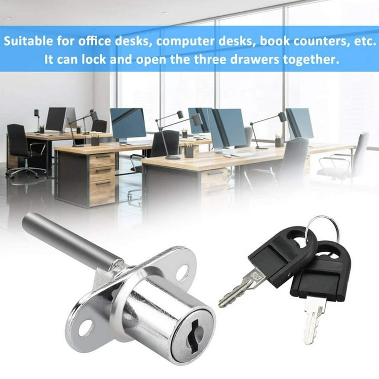 Zinc Alloy Drawer Lock Door Desk File Cabinet Cupboard Pedestal Locker + 2  Keys