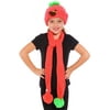 Simplicity Warm Cut Boys Girls Knitted Pom Hat Scarf Set,Watermelon Red