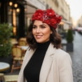 thumbnail image 7 of Vjnyvs Retro Wedding Hats Women Pillbox Hat with Flowers Fascinator Hat Cocktail Evening Party Cap Soft Felt Beret for Ladies, 7 of 7