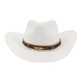 thumbnail image 2 of Sombreros de mujer de estilo occidental Sombrero retro Sombrero de Sombrero de vaquero clásico, para viajes Paseos Playa , Blanco Soledad Sombrero de vaquero, 2 of 7