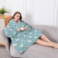 thumbnail image 5 of Oversized Wearable Blanket Hoodie,Blue Cartoon Unicorn Rainbow Cloud Star Butterfly Sherpa Blanket Hoodie with Super Pockets,Super Warm Fuzzy Pullover for Women & Men, 5 of 6