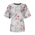 thumbnail image 5 of Dyegold Women's Summer Short Sleeve Tshirts Crew Neck Floral Printed Tunic Tees Trendy Casual Loose Plus Size Tops Blouse, 5 of 6
