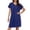 *Navy, variant on ClodeEU Women's V Neck Short Sleeve Dress with Roll Tab Sleeves,Solid Color Casual Midi Dress Red,Womens Plus M