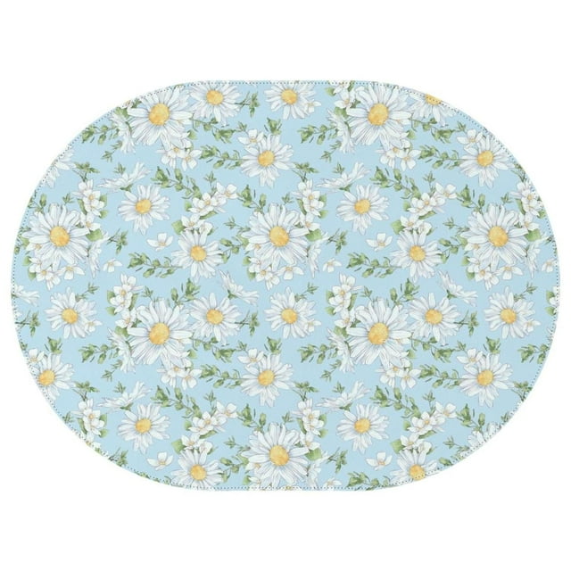 Nappe Ovale à Marguerites, Nappe Résistante aux Plis en Polyester, Nappe Imperméable et Réutilisable pour Cuisine, Pique-Nique, Fête (Ovale, 54x72 Pouces)