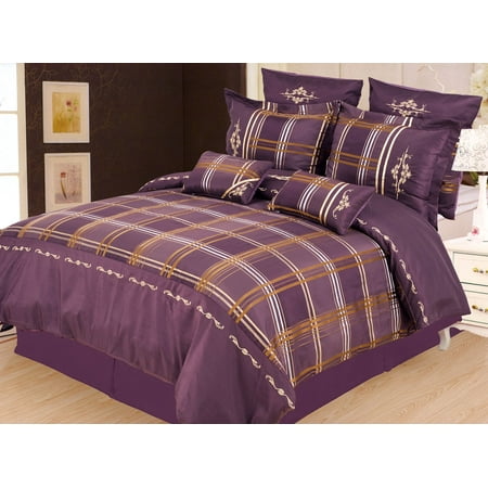 Superior Madison 7 Piece Duvet Cover Set, Queen, Purple