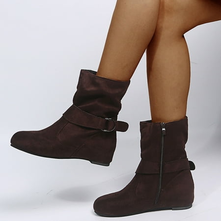 

Alueeu Women s Ankle Boots Zipper Heels Shoes Breathable Women s Retro Short Fashion Boots High Women s Boots