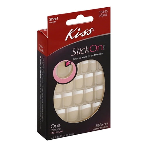 Kiss Stick On Nails French Girly Short Length, 1 Ea - Walmart.com - Walmart.com