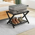 thumbnail image 5 of Fully Assembled  Luggage Racks Pack of Upgraded Bamboo Foldable Suitcase Stand with Nylon Straps  Luggage Holder with Shelf for Guest Room Bedroom Hotel, 5 of 5