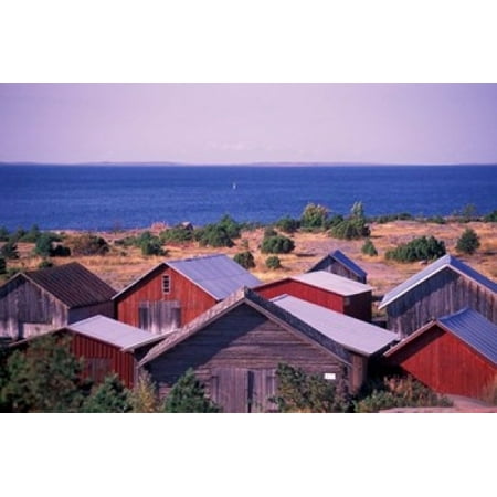 Boathouses of the Aland Islands Finland Canvas Art - Nik Wheeler DanitaDelimont (36 x 24)