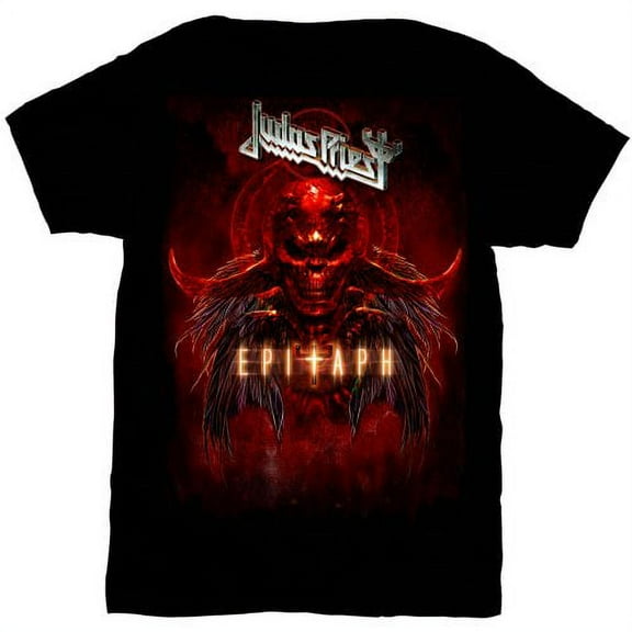 Judas Priest Unisex T-Shirt Epitaph Red Horns (Small)