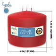 thumbnail image 4 of Hyoola 6" x 4.75" Red Unscented European Made 3-Wick Pillar Candles, Dripless Paraffin Wax with Smokeless Cotton Wicks, 4 of 4