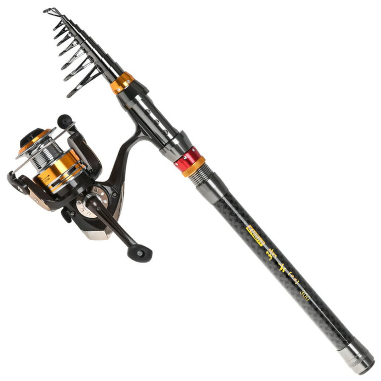 Leo Fishing Rod and Reel Combo Carbon Fiber Telescopic Fishing Rod with Reel Combo Carrier Bag Case Saltwater Freshwater Travel Fishing Lures Jig