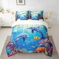 thumbnail image 2 of Erosebridal Marine Dolphin Bedding Sets Twin Size,Ocean Wildlife Comforter Sets with Sheets,Marine Decoration,Reversible,Breathable,7pcs, 2 of 6
