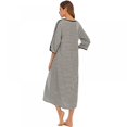 thumbnail image 5 of Women Zipper Front Robes House Coat Half Sleeve Loungewear Long Nightgown with Pockets Large Size Striped Sleeping Skirt, 5 of 9