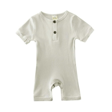 

Babys Girls Boys Summer Casual Solid Color Jumpsuit Knitted Ribbed Pattern Rompers Stripe Romper Twins Baby Items Boys Girls Long Pants Jumpsuit Denim Romper Baby Summer Romper for Teen Girls Romper
