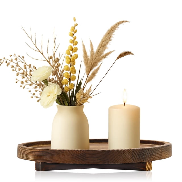 Bandeja Decorativa Redonda de Madera Renawe 12" Impermeable