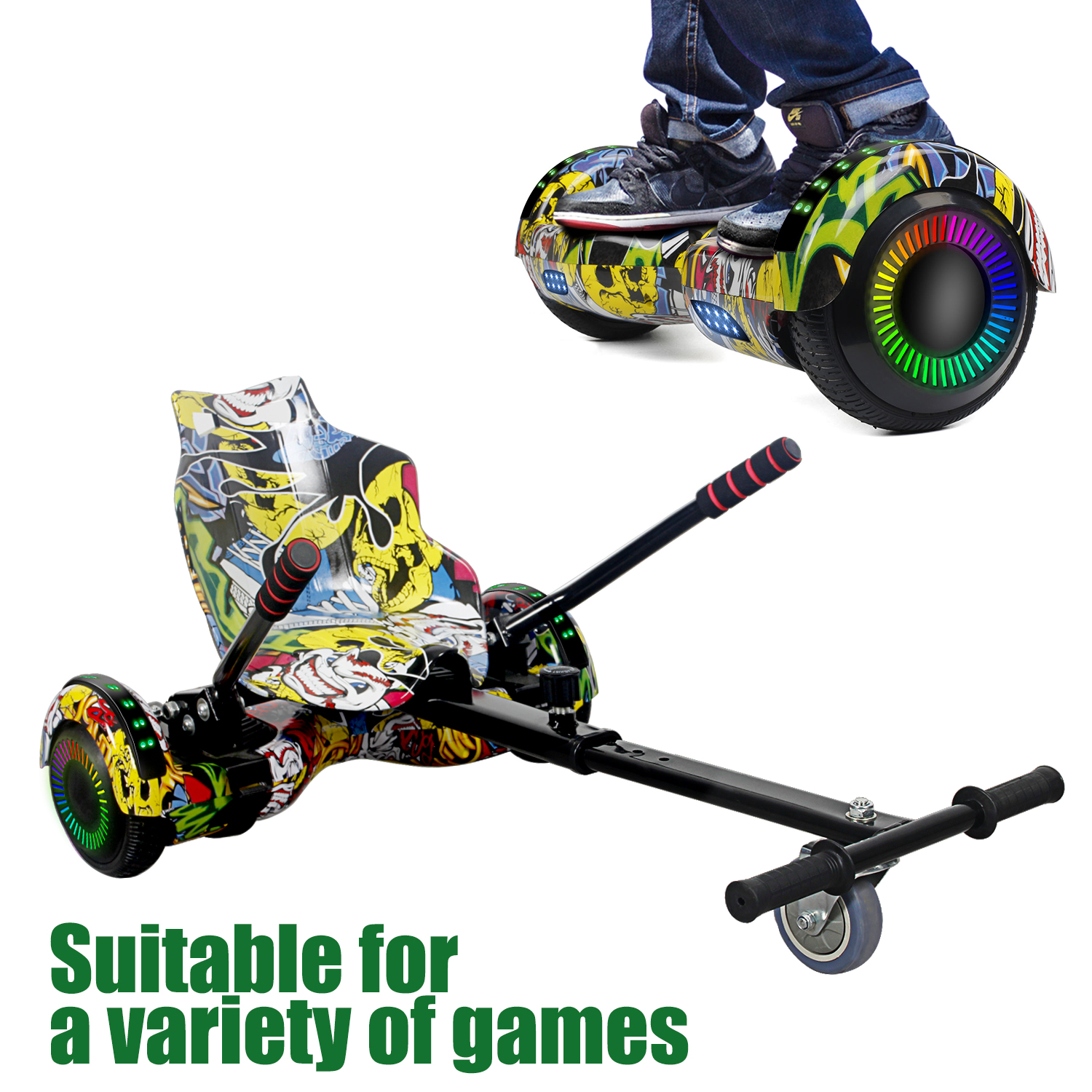 CBD Bluetooth Hoverboard with Seat Attchment TwoWheel Self Balancing