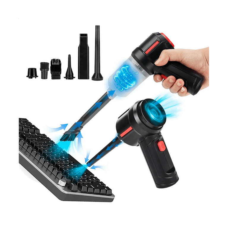 Compressed Air Duster & Mini Vacuum Keyboard Cleaner 3-in-1, New Generation  Canned Air Spray, Portable Electric Air Can, Cordless Blower Computer