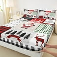 thumbnail image 3 of Manfei Cartoon Santa Claus Twin Sheet Sets for Child, Merry Christmas Twin Fitted Sheet, Patchwork Plaid Flat Sheet, Microfiber Bedroom Decor, 3 Pieces, 3 of 7