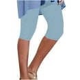 thumbnail image 3 of DDAPJ pyju Capri Leggings for Women Rhinestone High Waist Capris Pants Tummy Control Knee Length Slim Fit Yoga Cropped Trouser Today's Sales Light Blue XXXL, 3 of 6