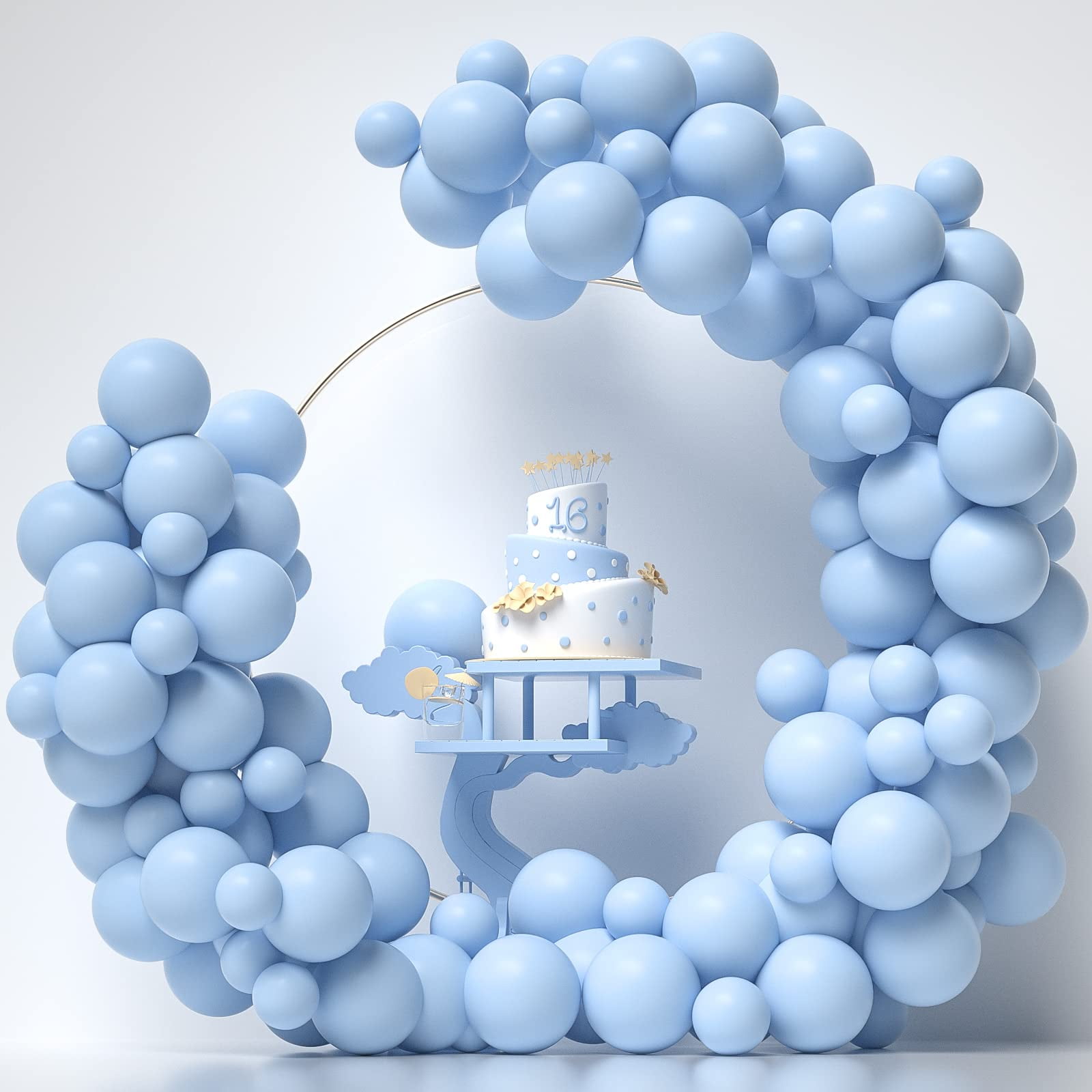 Janinus Baby Blue Balloons Light Blue Party Balloons 12inch + 5inch