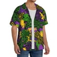 thumbnail image 2 of Sikiie Mardi Gras7 Men's Wrinkle Free Untucked Cuban Shirt Business Casual Button Down Shirts Short Sleeve ShirtX-Large, 2 of 5